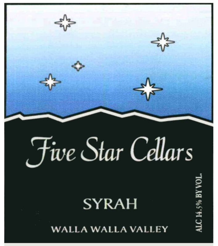 Five Star Cellars Syrah 2009 Front Label