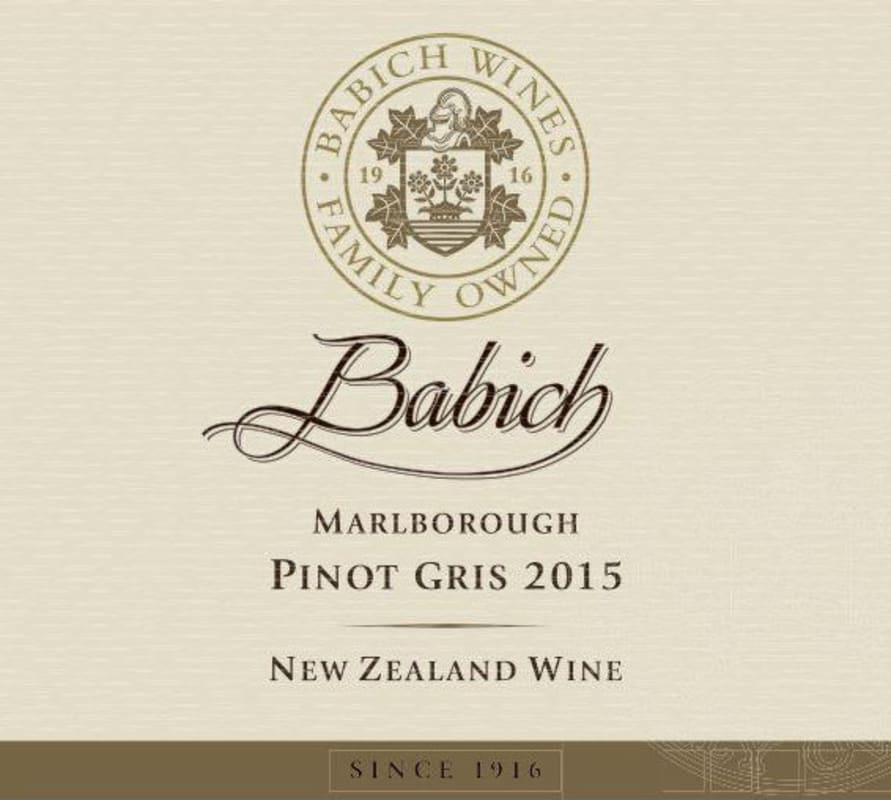 Babich Pinot Gris 2015 Front Label