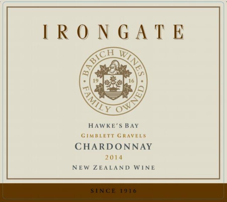 Babich Gimblett Gravels Chardonnay 2014 Front Label