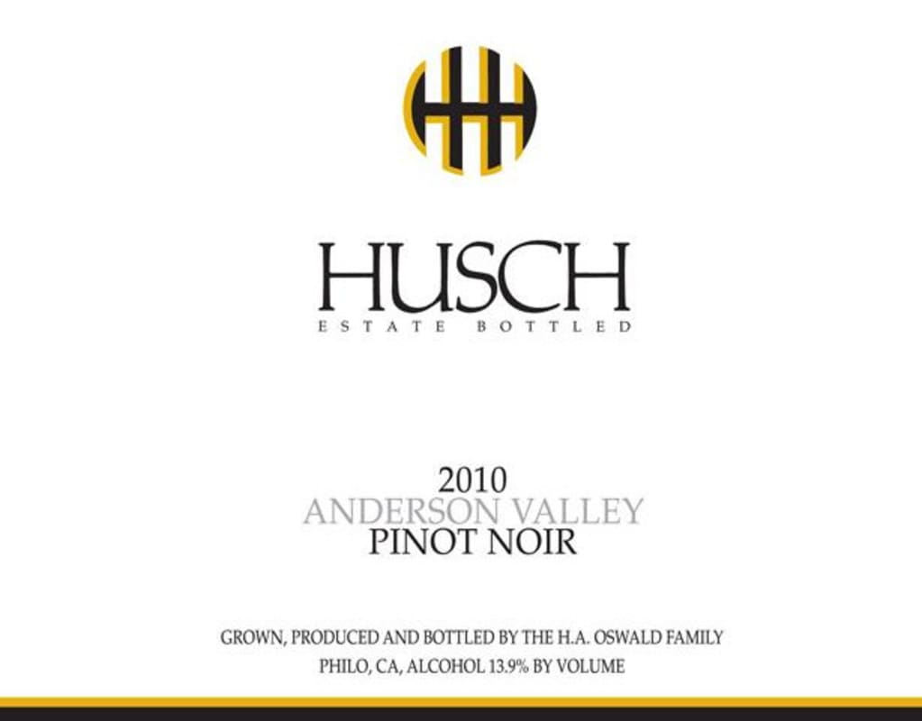 Husch Anderson Valley Pinot Noir 2010 Front Label