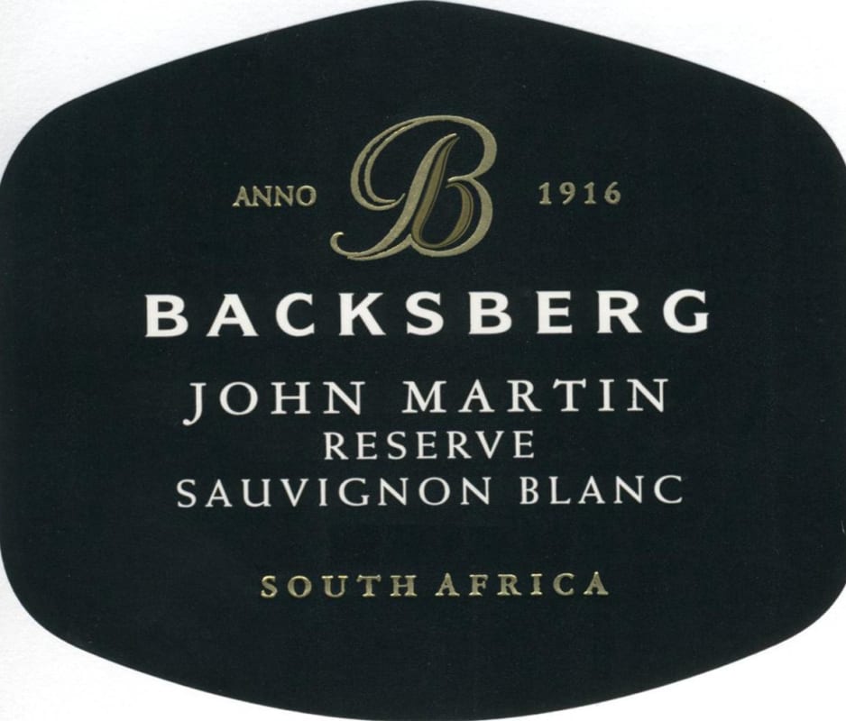 Backsberg John Martin Reserve Sauvignon Blanc 2015 Front Label