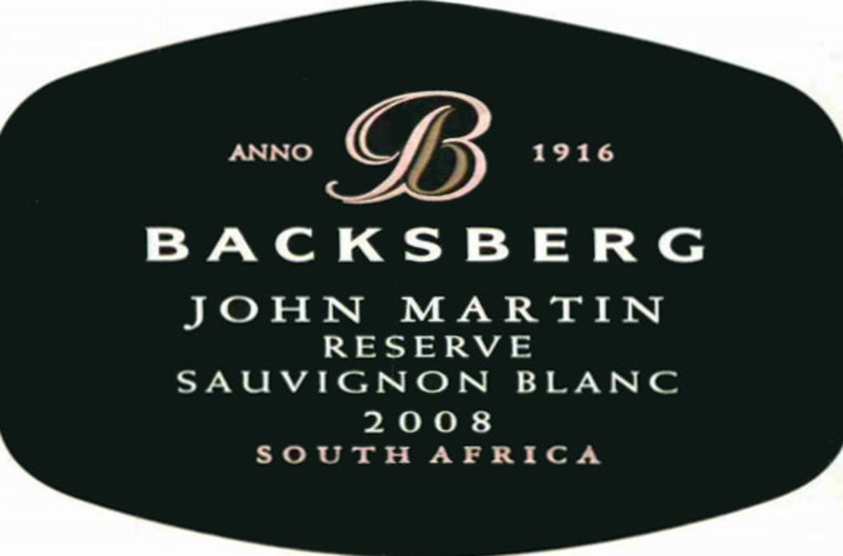 Backsberg John Martin Reserve Sauvignon Blanc 2008 Front Label