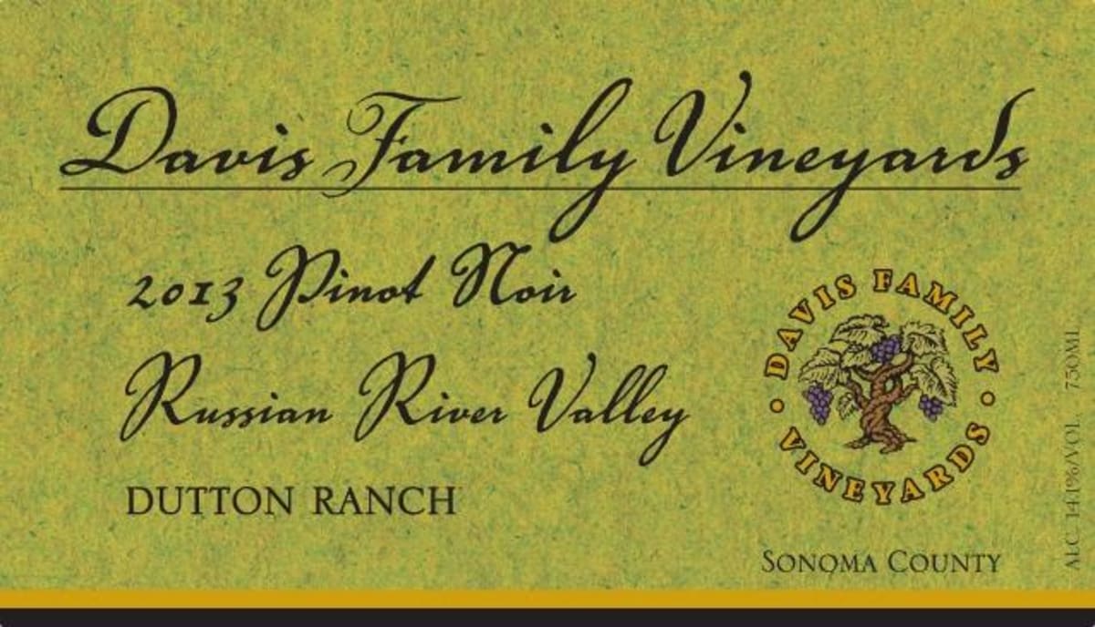 Davis Family Vineyards Dutton Ranch Pinot Noir 2013 Front Label