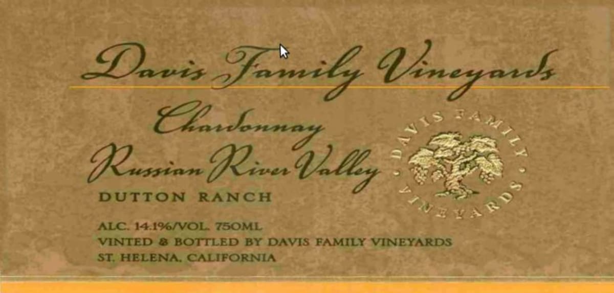 Davis Family Vineyards Dutton Ranch Chardonnay 2001 Front Label
