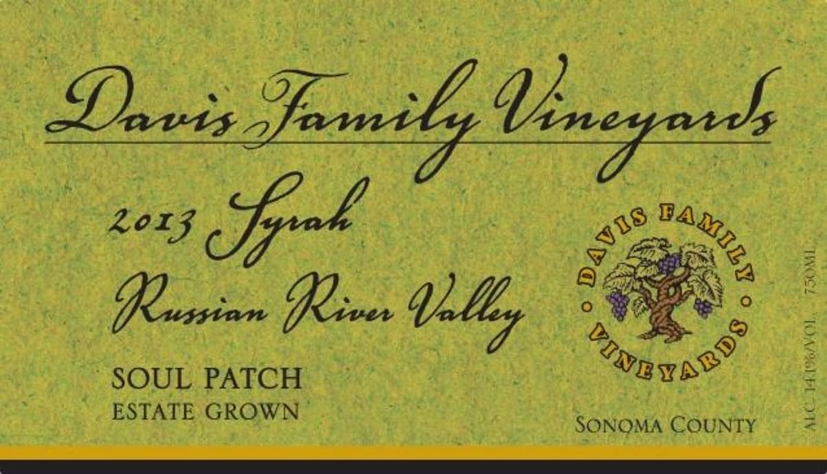 Davis Family Vineyards Soul Patch Syrah 2013 Front Label