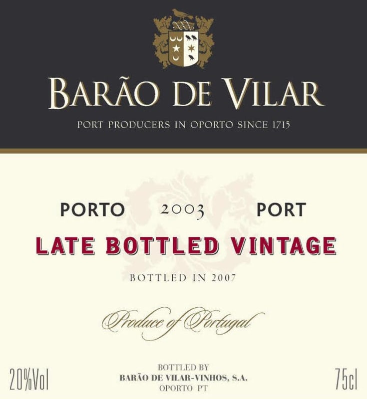 Barao de Villar Late Bottled Vintage Port 2003 Front Label