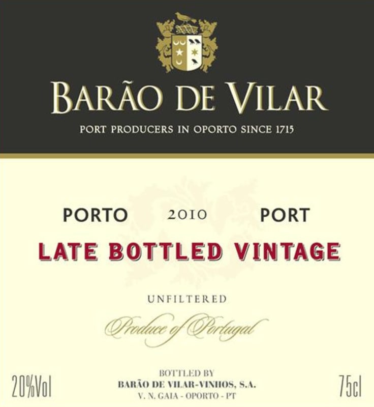 Barao de Villar Late Bottled Vintage Baronesa de Vilar Port 2010 Front Label