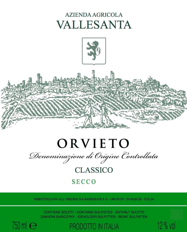 Barberani Orvieto Classico Vallesanta Secco 2015 Front Label