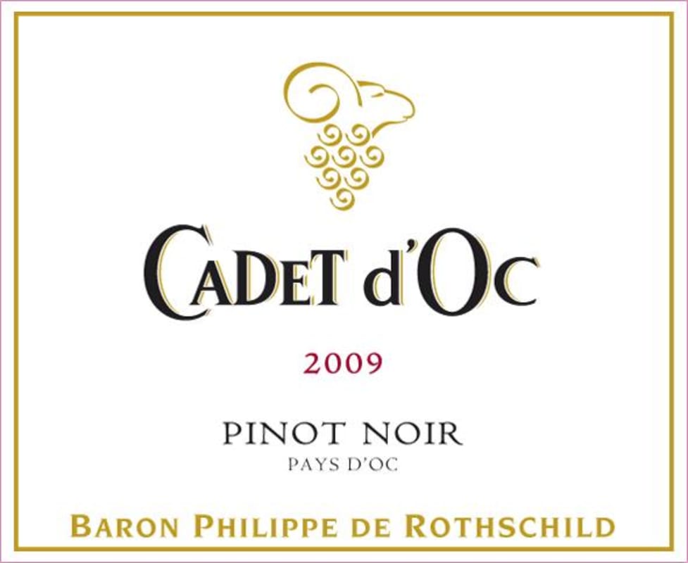 Baron Philippe de Rothschild Cadet d'Oc Pinot Noir 2009 Front Label