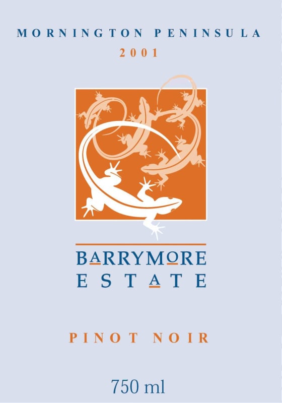 Barrymore by Carmel Road Mornington Peninsula Pinot Noir 2001 Front Label