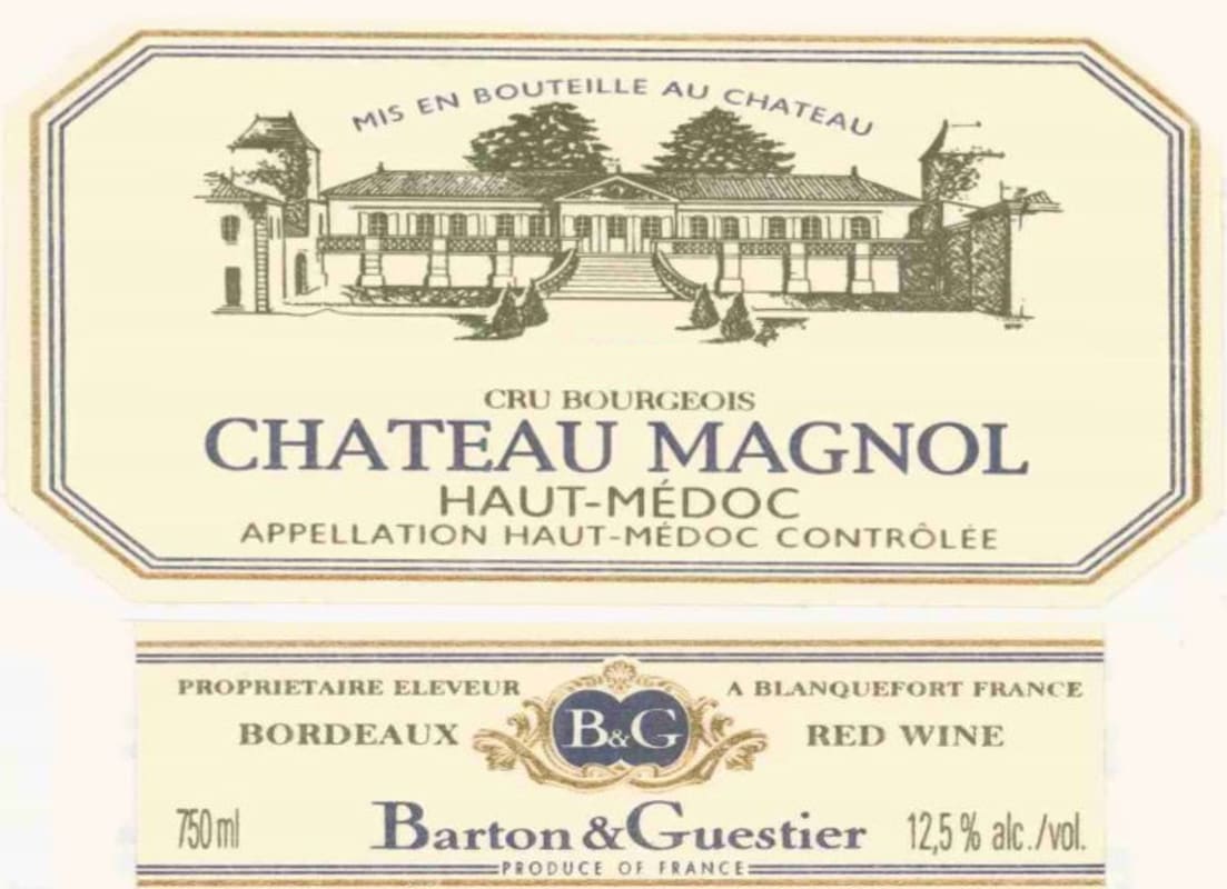 Barton & Guestier Chateau Magnol Cru Bourgeois 2001 Front Label