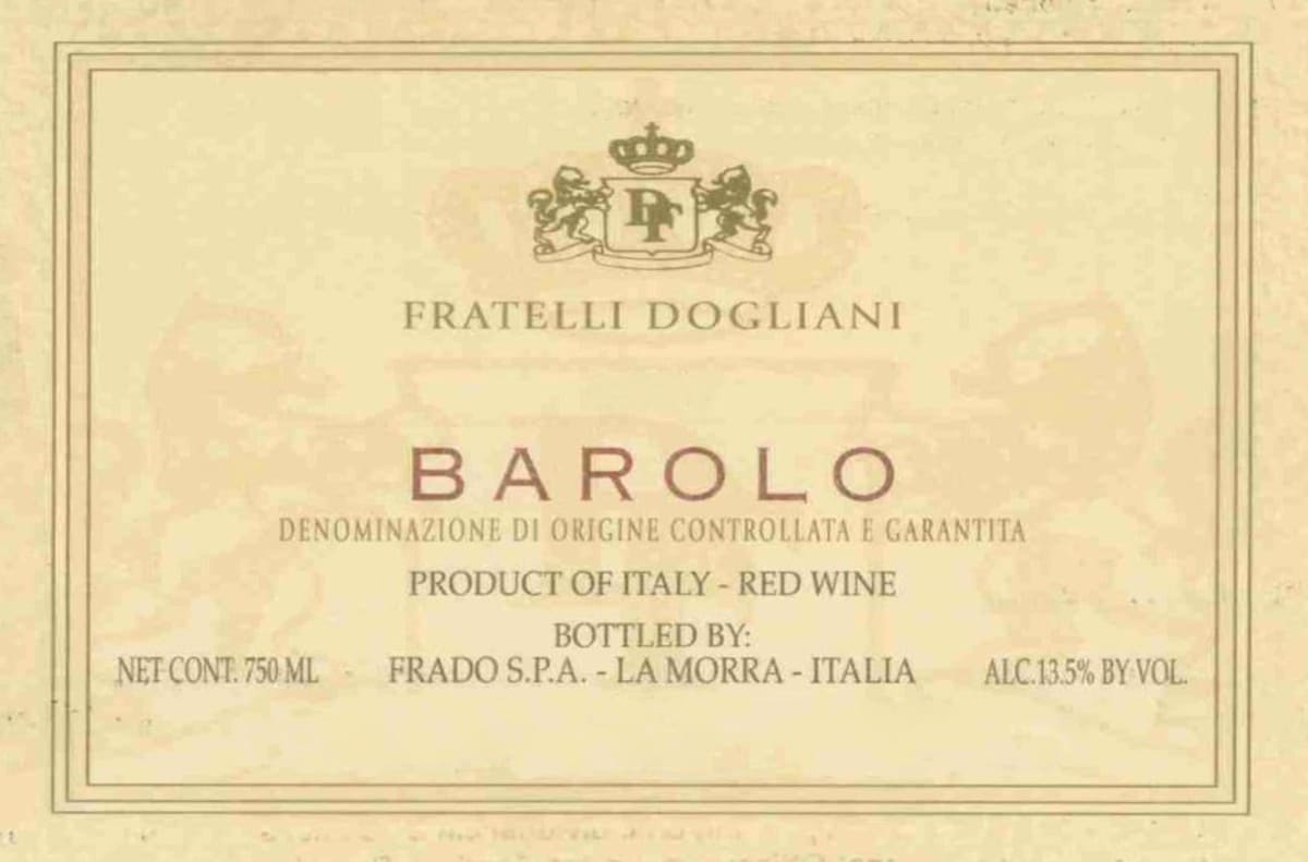 Beni di Batasiolo Barolo Fratelli Dogliani 2000 Front Label