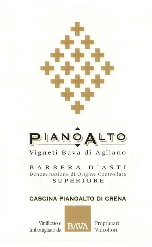 Bava Barbera d'Asti Superiore Nizza Pianoalto 2003 Front Label