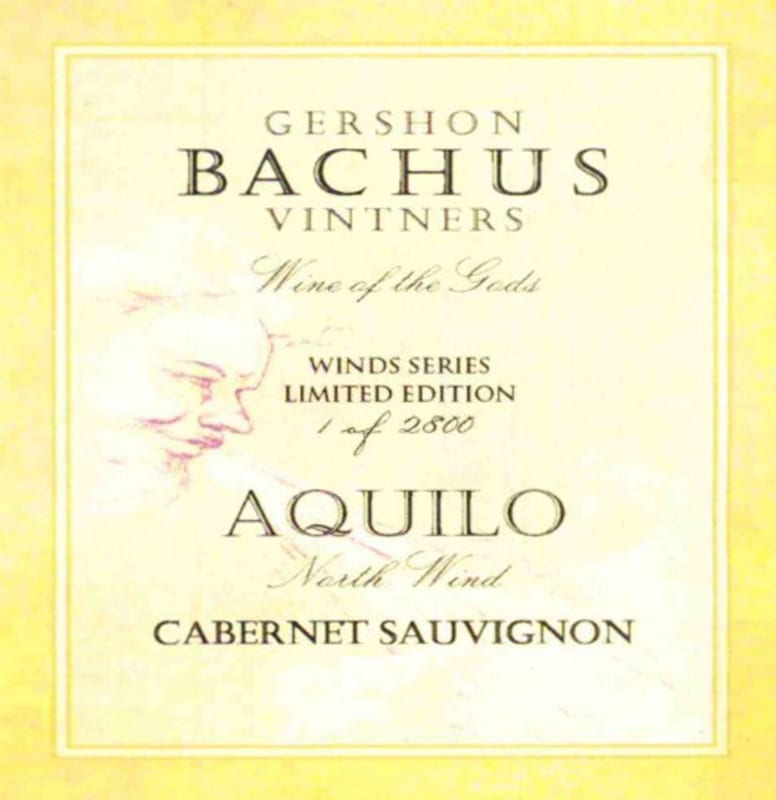 Gershon Bachus Vintners Wind Series Aquilo North Wind Cabernet Sauvignon 2010 Front Label
