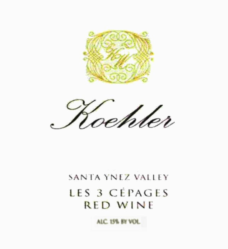 Koehler Winery Les 3 Trois Cepages Red Wine 2013 Front Label