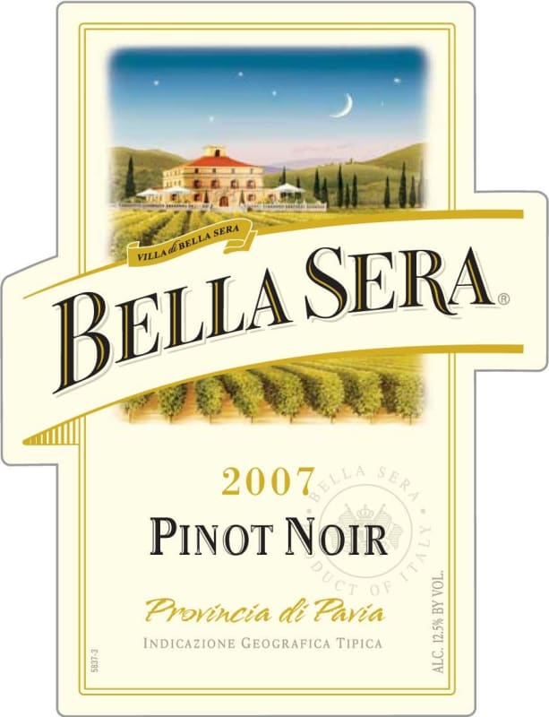 Bella Sera Provincia di Pavia Pinot Noir 2007 Front Label