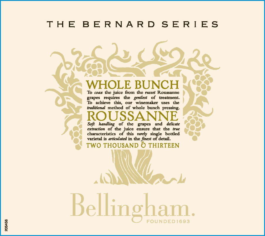Bellingham The Bernard Series Whole Bunch Rousanne 2013 Front Label