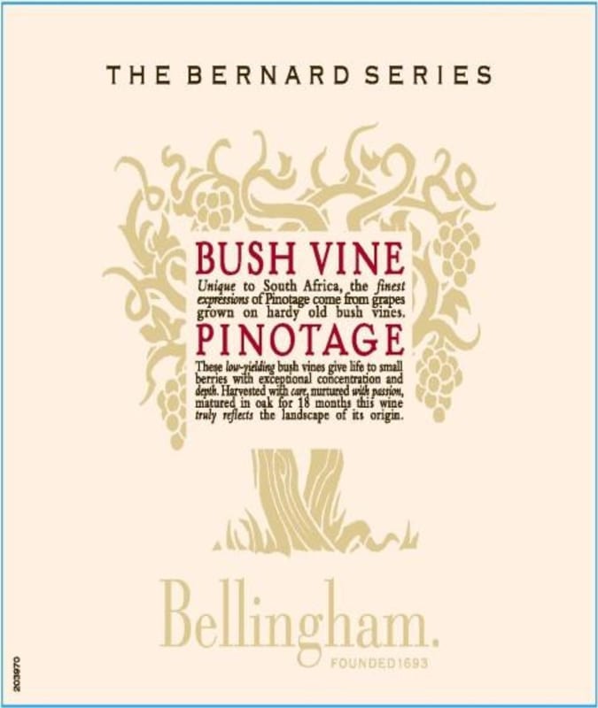 Bellingham The Bernard Series Bush Vines Pinotage 2012 Front Label
