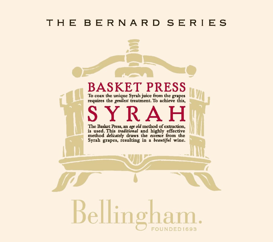 Bellingham The Bernard Series Basket Press Syrah 2013 Front Label