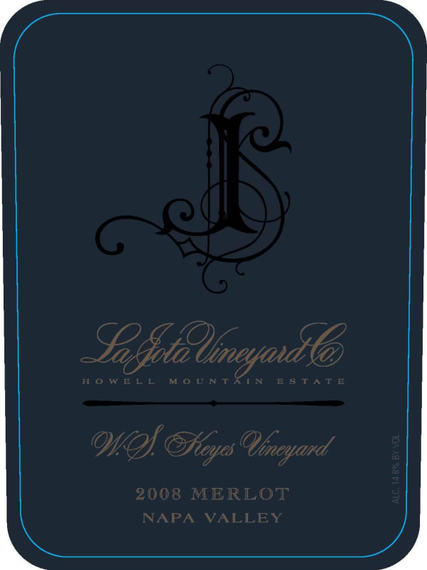 La Jota W.S. Keyes Merlot 2008 Front Label
