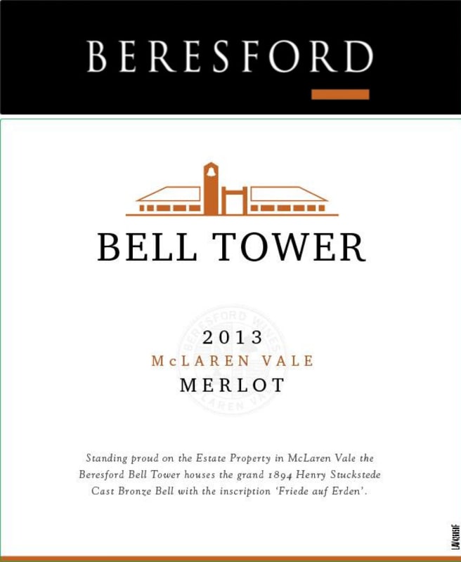 Beresford Bell Tower Merlot 2013 Front Label