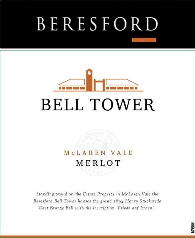Beresford Bell Tower Merlot 2015 Front Label