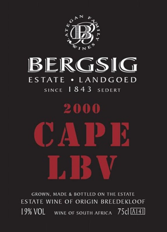 Bergsig Cape LBV Port 2000 Front Label