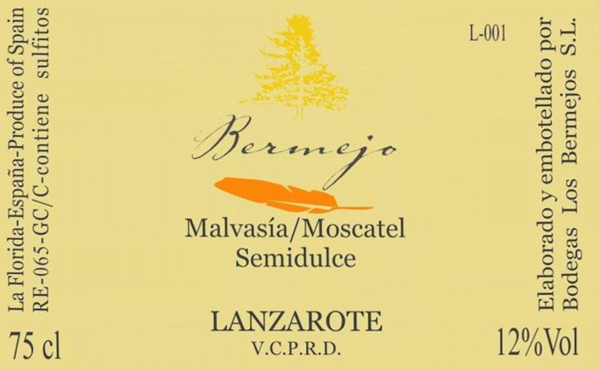 Los Bermejos Malvasia/Moscatel Semi Dulce 2015 Front Label