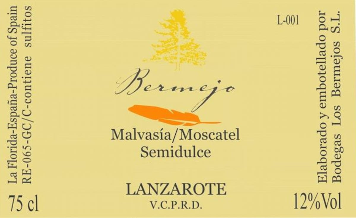 Los Bermejos Malvasia/Moscatel Semi Dulce 2014 Front Label