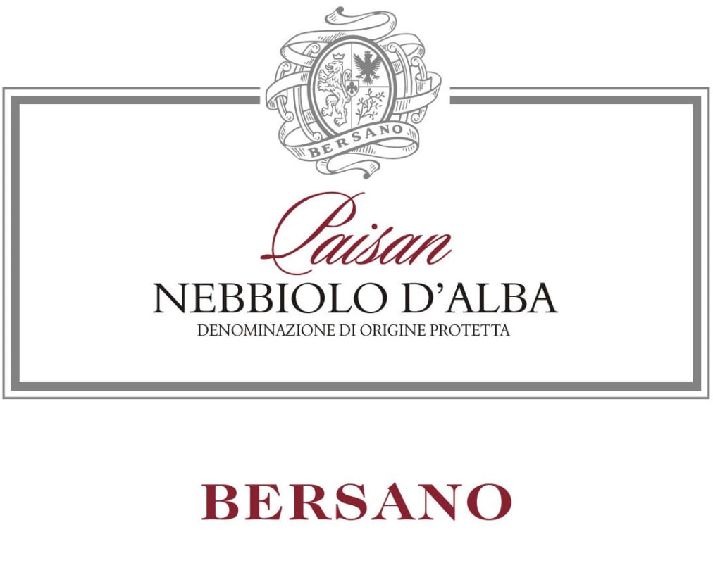 Bersano Nebbiolo d'Alba Paisan 2014 Front Label