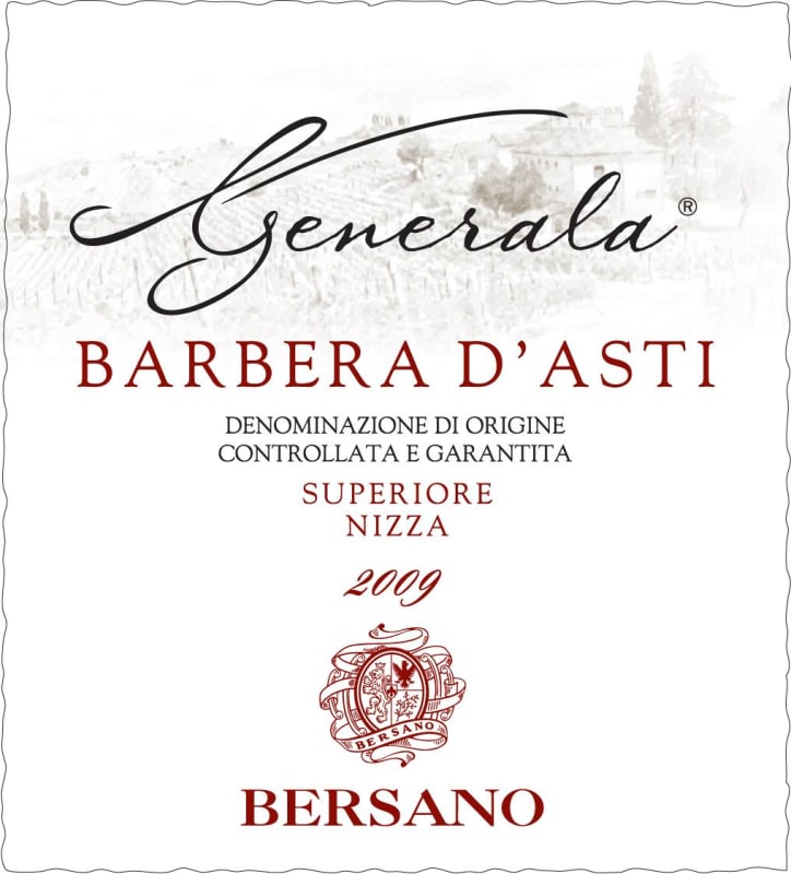 Bersano Generala Barbera d'Asti Superiore Nizza 2009 Front Label