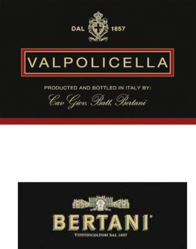 Bertani Valpolicella 2012 Front Label