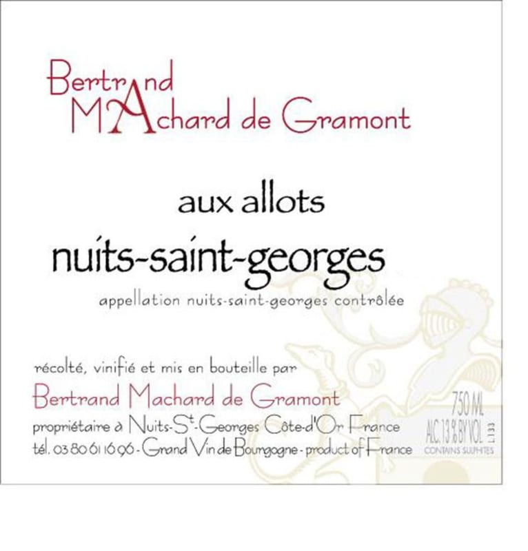 Bertrand Machard de Gramont Nuits Saint Georges Aux Allots 2013 Front Label