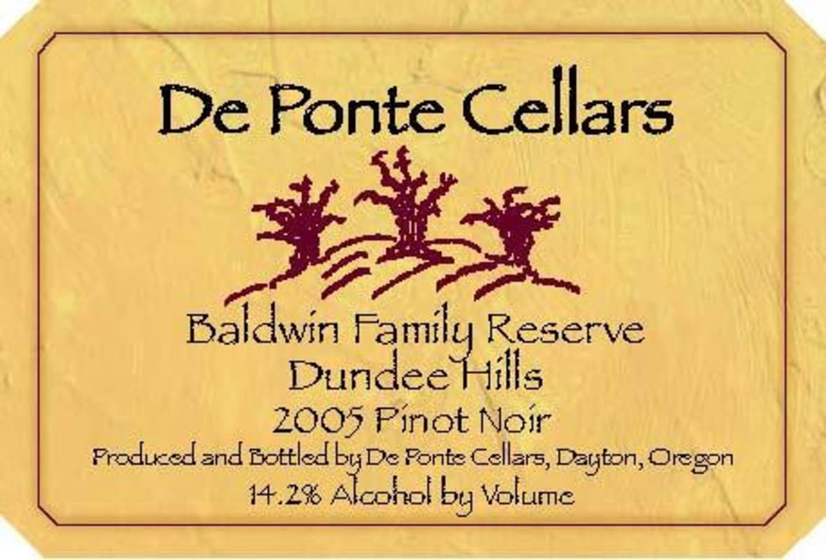 DePonte Baldwin Family Reserve Pinot Noir 2005 Front Label