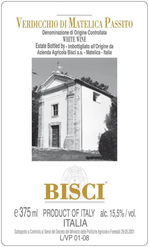 Bisci Verdicchio di Matelica Passito 2005 Front Label