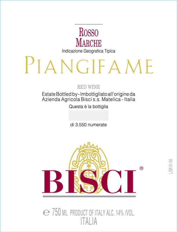 Bisci Marche Piangifame Rosso 2007 Front Label