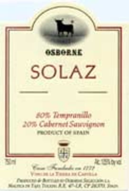 Osborne Solaz 2001 Front Label