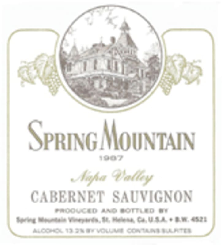 Spring Mountain Vineyard Cabernet Sauvignon 1987 Front Label