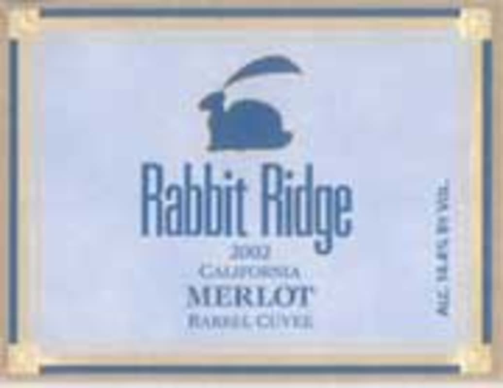 Rabbit Ridge CA Barrel Cuvee Merlot 2002 Front Label