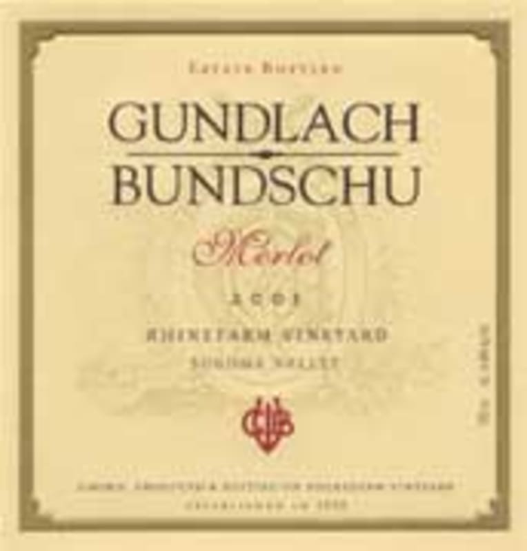 Gundlach Bundschu Merlot 2001 Front Label