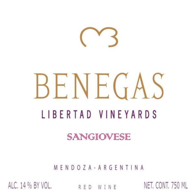 Bodega Benegas Libertad Vineyards Sangiovese 2009 Front Label
