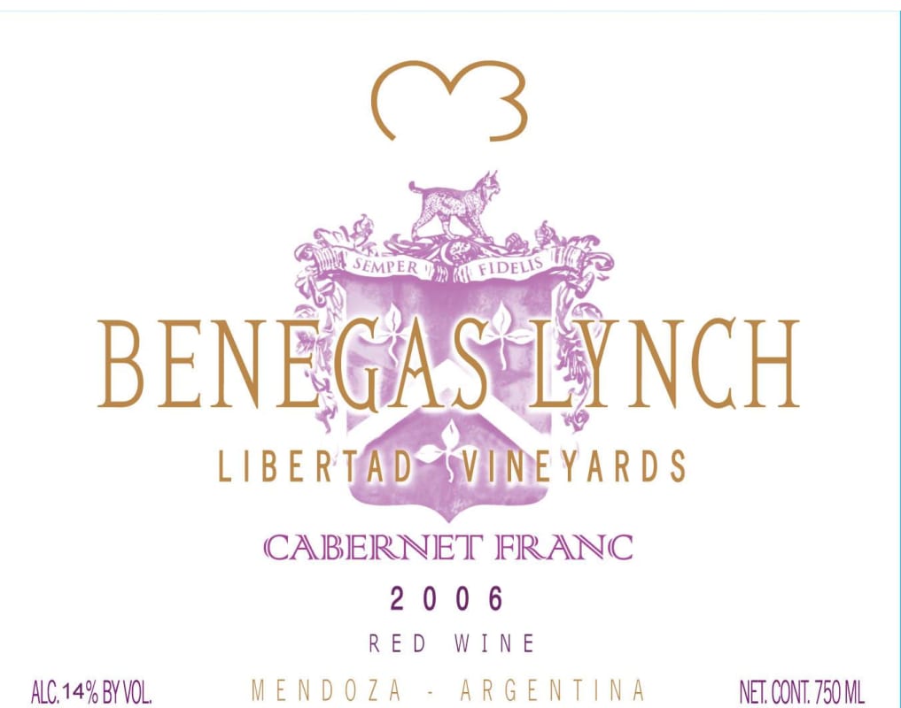 Bodega Benegas Benegas Lynch Libertad Vineyards Cabernet Franc 2006 Front Label