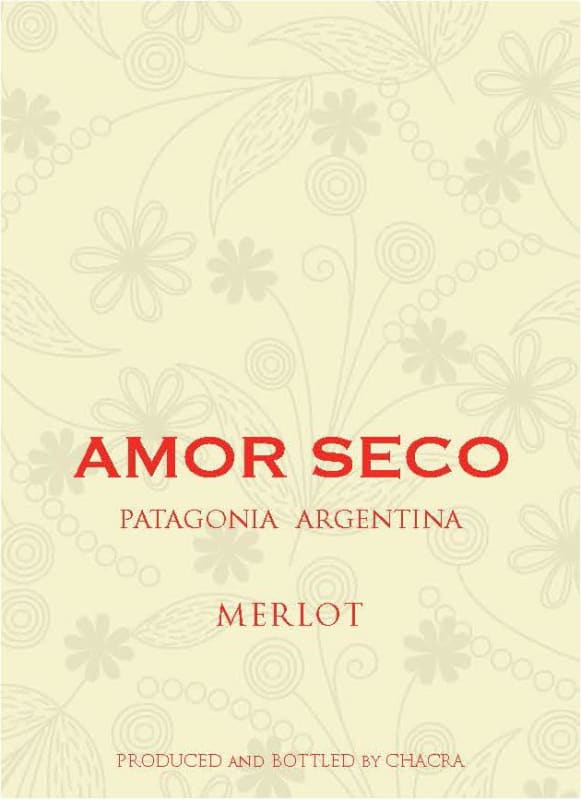Bodega Chacra Amor Seco Merlot 2012 Front Label
