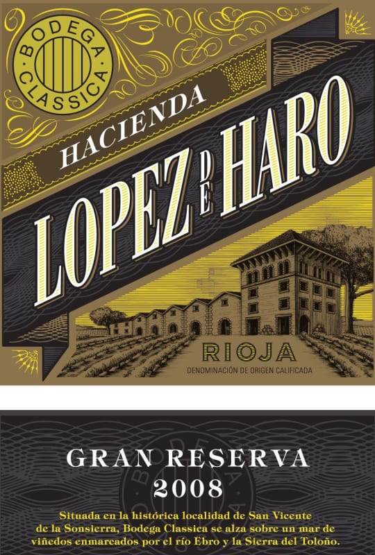 Hacienda Lopez de Haro Rioja Gran Reserva 2008 Front Label