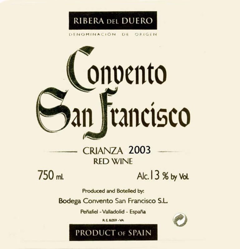Convento San Francisco Crianza 2003 Front Label