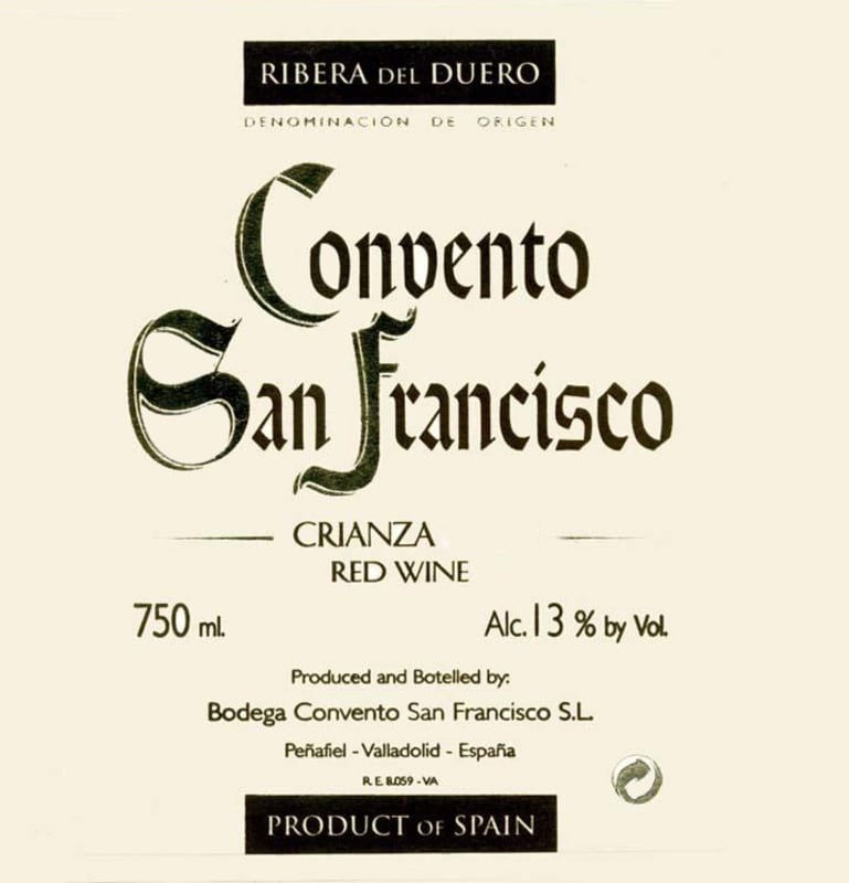Convento San Francisco Crianza 2011 Front Label