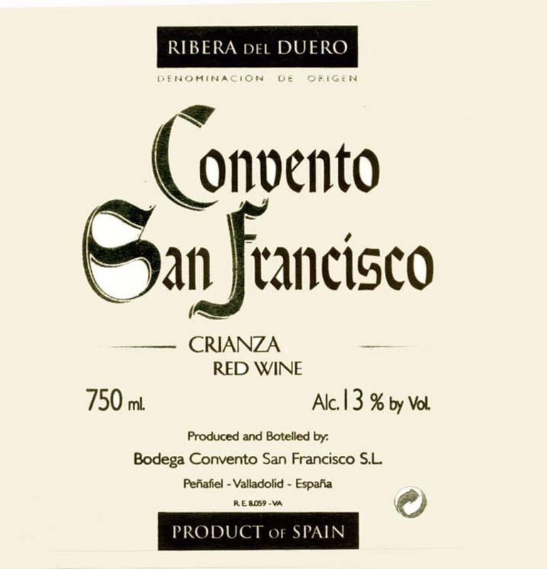Convento San Francisco Crianza 2012 Front Label