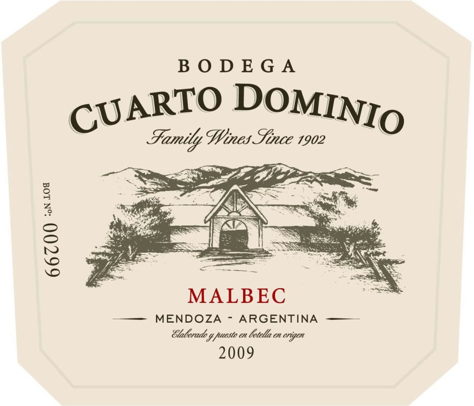 Bodega Cuarto Dominio Malbec 2009 Front Label