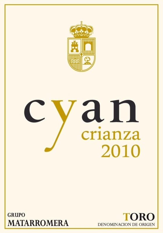 Bodega Cyan Crianza 2010 Front Label