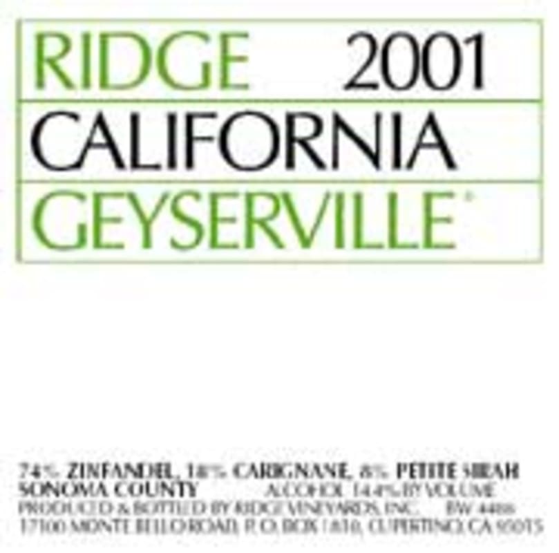 Ridge Geyserville 2001 Front Label
